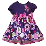 Rare Editions Baby/Infant Girls 12M-24M PURPLE PINK MUTI DOT BUTTON BOW BUTTERFLY Special Occasion Birthday Party Dress