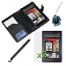 GTMax Black Premium Folio Wallet PU Leather Texture Protector Cover Case + 2 Clear LCD Screen Protector + Black Stylus Pen with Flat Tip + LCD Screen Cleaner Strap for New Amazon Kindle Fire Full Color 7 Multi-touch Display Wi-Fi Tablet