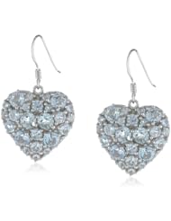 Sterling Silver Blue Topaz Heart Drop Earrings