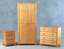 Sol Super Trio Bedroom Set in Antique Pine - Includes 3 Drawer Bedside, 4 Drawer Chets and 2 Door Wardrobe and FREE Delivery Service