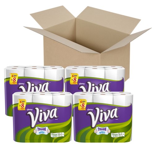 VIVA Choose-A-Sheet Paper Towels, White, Big Roll, 6 Roll (Pack of 4)