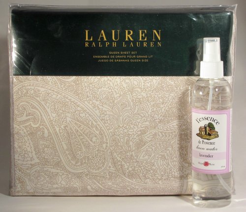 Ralph Lauren Camel Creme Paisley Queen Sheet Set