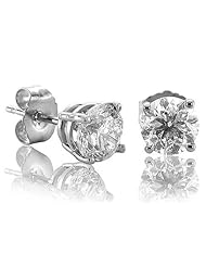 14k White Gold Round Brilliant Cut Diamond Stud Earrings (GH, SI, 0.60 carat)