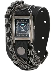 La Mer Collections Womens LMMULTI7000 Carerra Multi-Chain Gunmetal Square Case Black Dial Ion-Plated Gunmetal Plated Jewelry Chains Watch