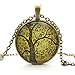 TL Set of 2 Vintage Ladies' Necklace the Tree of Life Glass Gem Pendant Long Chain Blessing Necklaces