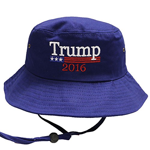 Bd2024 Donald Trump with Flag 2016 Bucket Hat with String Navy