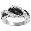 Silvertone Black and White Cubic Zirconia Twist Ring