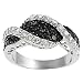Tressa Silvertone Black and White Cubic Zirconia Twist Ring