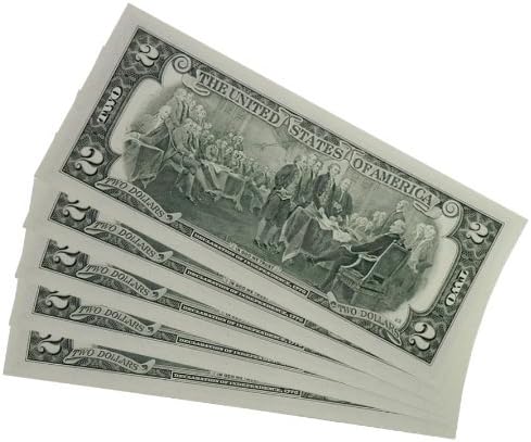 Two Dollar Bills (5) Five Consecutive Choice Crisp Uncirculated Brand New $2 Bill in Collectible Currency Holder