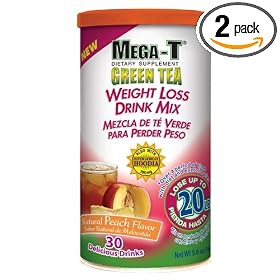 Mega-t Green Tea Weight Loss Drink Mix-natural Peach Flavor (bi-lingual), 4.0-Ounce/115g Units (Pack of 2)