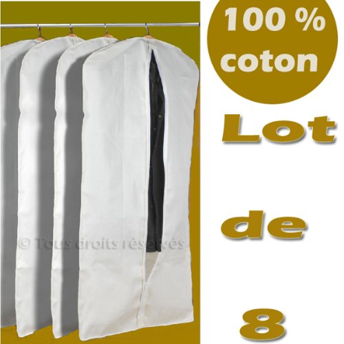 100% naturel x 8 Housse Coton Vêtements Costume Manteau