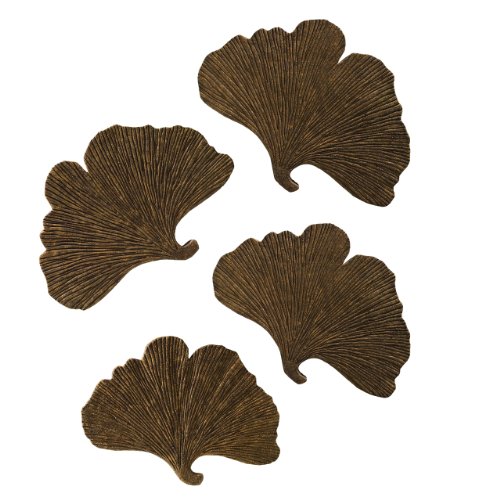 Grasslands Road World Garden Ginko Leaf Stepping Stones/Plaques Four Sizes, Set of 4