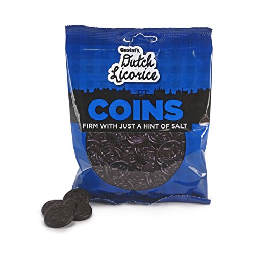 Gustaf's Dutch Licorice Coins With Hint Of Salt - TWELVE 5.2 oz Retail Bag - Made In Holland