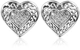 10k White Gold Diamond Heart Earrings (1/4 cttw, H-I Color, I2 Clarity)
