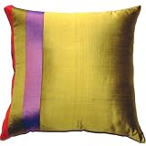Lime Multi Stripe Thai Silk Pillow