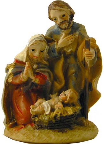 Sacra Famiglia Block, altezza 3 cm, colorata a mano
