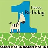 Creative Converting Wild at One Zebra 1st Birthday Lunch Napkins, 16 Count