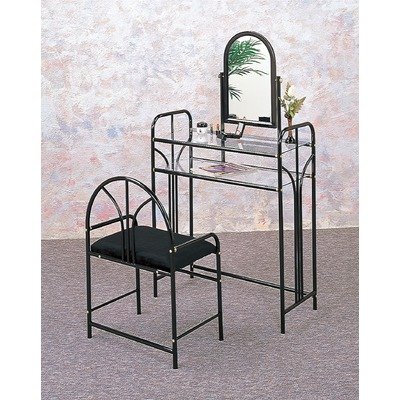Bisbee Art Deco Vanity Set with Stool in Black