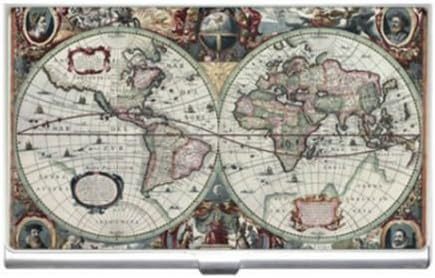 Ancent World Map Business Card Holder New