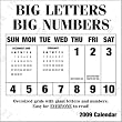 BIG Letters BIG Numbers 2009 Wall Calendar