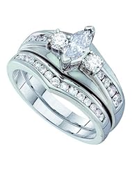 1.00CTW DIAMOND BRIDAL SET WITH 0.40CT MARQUISE CENTER
