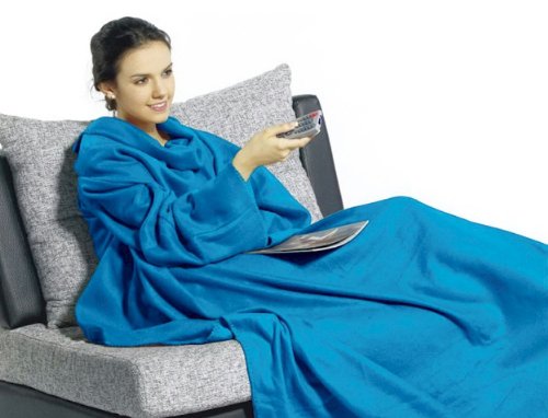 2 Comfort Fleece Snuggle Blanket Robe (Light Blue)