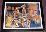 Lakers 3 Peat Custom Framed 23 x 39 Lithograph