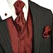 Paul Malone Wedding Vest Set Black Red 5pcs Tuxedo Vest + Necktie + Ascot + Hanky + 2 Cufflinks