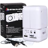 August MB600W MP3 Musicbox with Card Reader, USB & AUX (3.5mm Audio In) Jacks, 2 x 3W Hi-Fi Speakers and Built-in Rechargeable Battery - White