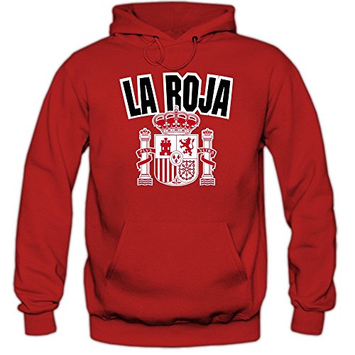 Spanien EM 2016 #4 Kapuzenpullover | Fußball | Herren | Trikot | España | La Furia Roja | Nationalmannschaft, Farbe:Rot (Red F421);Größe:S