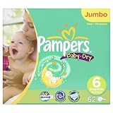 Pampers Baby-Dry Size 6 Extra Large Nappies Jumbo Pack (62 Nappies)