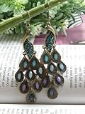 Vintage Peacock Bohemian Crystal Drop Earrings