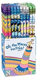 Raymond Geddes Dr. Seuss, Oh the Places You'll Go! Pencils, 72 per Display , Assorted (67816)