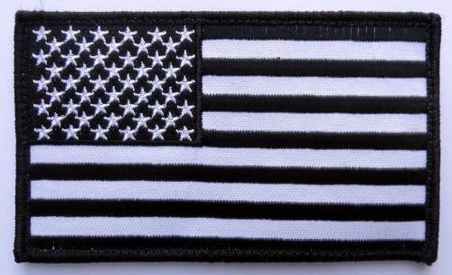 Velcro Black / White USA Flag Emroidered Military [5 X 3 Inches] Patch