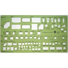 Metric 1:50 Scale Architectural Sanitary Plumbing Fixtures Architect Drafting Template Stencil - Technical Drafting Design Floor Plan Symbols Trace Gabarit de Dessin