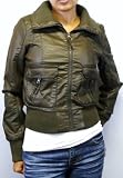 Faux Leather Bomber Jacket with Zipper Pockets