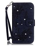 UNEXTATI LG G5 ケース ダイヤモンド 手帳型ケース カバー カード収納 ストラップ 付き LG G5 用 Case Cover (ブルー #2)