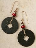 Peace Coin and Bead Earrings