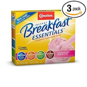 Carnation Instant Breakfast Essentials, Strawberry, 10 Count Box, 1.26-Ounce Packages (Pack of 3)