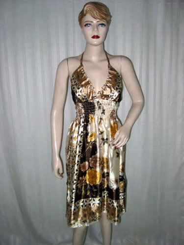 Gorgerous Sepia Brown Goldenrod Evening Party Wear Satin Maxi Dress Resort Wear
