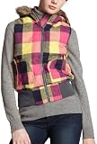Ashley Junior's Check Hooded Vest With Fur Trim