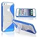 iPhone SE Case, Insten TPU Rubber Skin Case Cover with Stand Compatible with Apple iPhone 5SE / 5S / 5, Blue S Shape