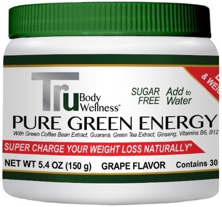 Energy Drink- Natural Pre-Workout Energizer-Pure Green Energy, 30 Servings, Grape Flavor, All Natural Ingredients, Sugar Free, Super Supplement Formula w/ Green Coffee Bean Extract, Green Tea Extract, Ginseng, Vitamin B-6, Vitamin B-12, Guarana