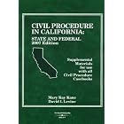 Click here to buy Civil Procedure In California: State and Federal Supplemental Materials for use with all... by  Mary Kay Kane and David I. Levine.