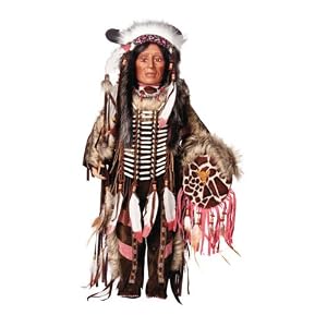 RUNNING BULL 28 Porcelain Indian w Drum Doll By Golden Keepsakes by 