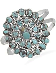 Large Oxidized Sterling Silver Oval Turquoise Cuff Bracelet