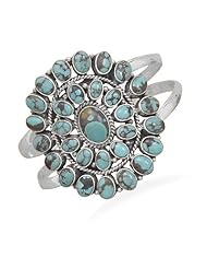Sterling Silver Large Oxidized Oval Turquoise Cuff Bracelet
