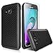 Galaxy On5 Case With TJS Tempered Glass Screen Protector, Hybrid Hard Carbon Fiber Shockproof Slim Fit TPU Armor Drop Protection Case Cover For Samsung Galaxy On5/G550 (Black)