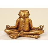 Dekofigur Yoga Frosch Relax Feng Shui Skulptur gold 28cm