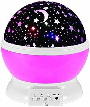Galaxy Night Light, Star Projector, 360 Rotating, DC5V / AAA Battery Powered, Ideal Bedroom Lamp for Children and Baby (Pink)